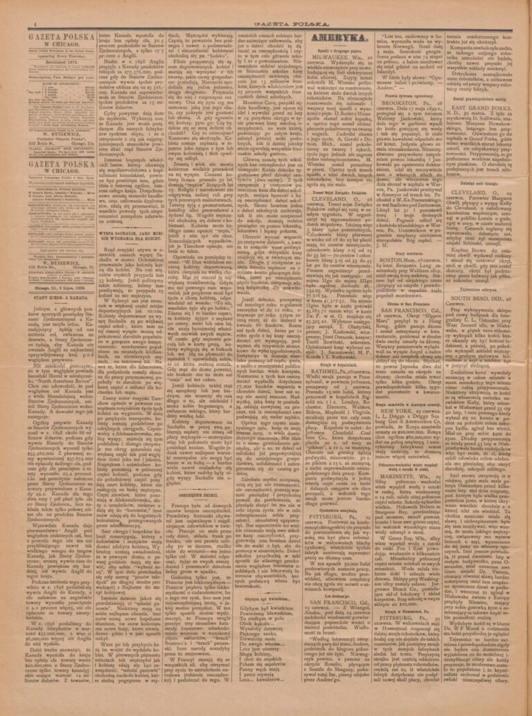 Page of the Polish-language weekly Gazeta Polska w Chicago, July 6, 1899