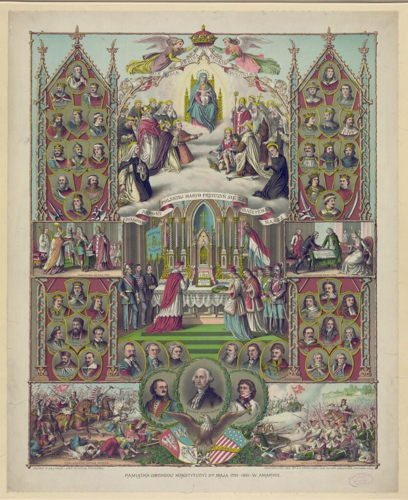 1891 commemorative print for the May 3 Constitution centennial celebrated by Polish Americans