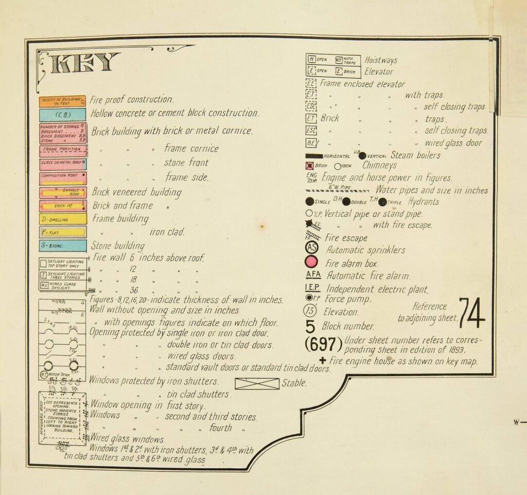Key and index page from volume 7 of the 1916 Sanborn insurance maps of Chicago