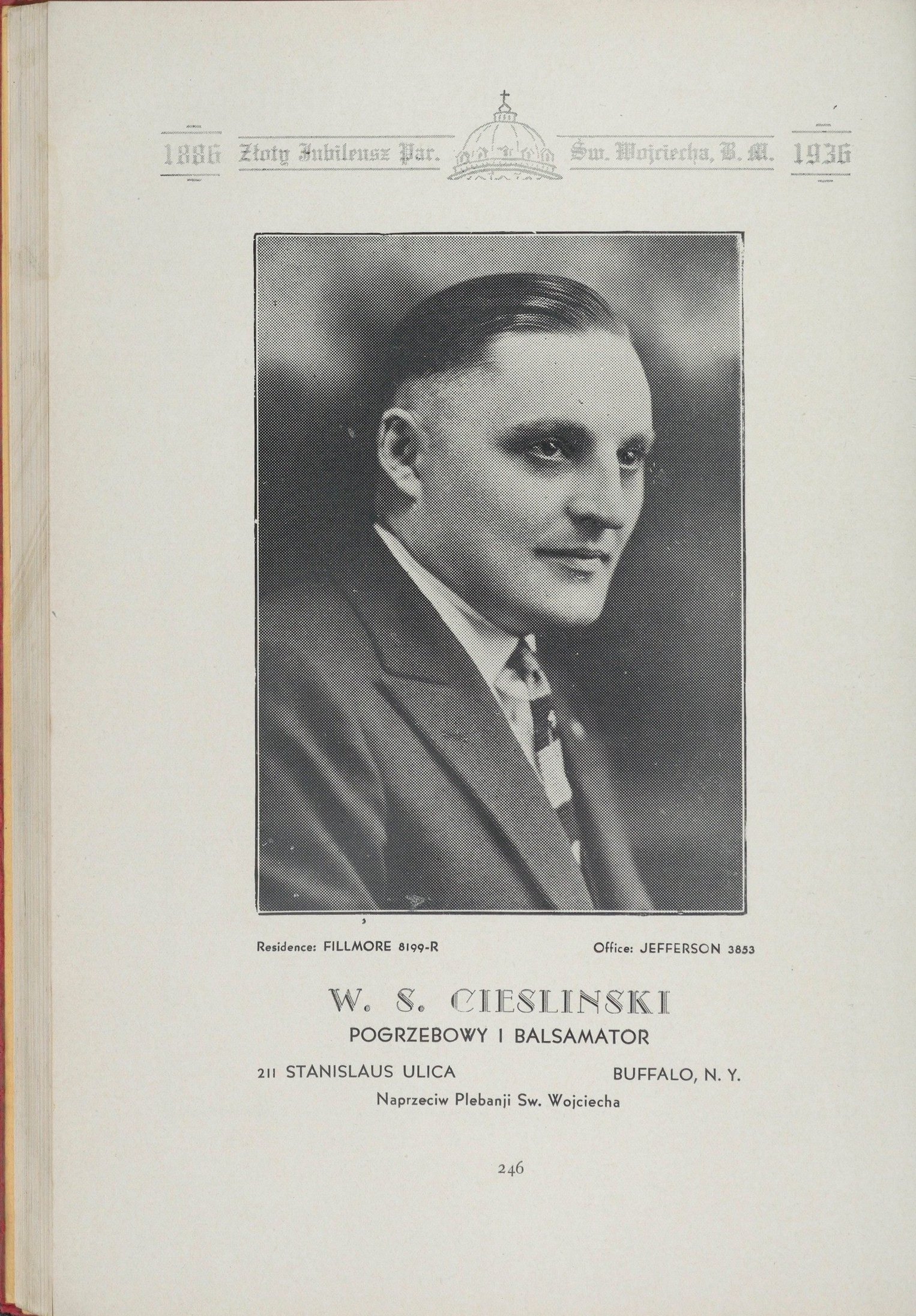 1936 Polish-language advertisement for a Buffalo funeral director