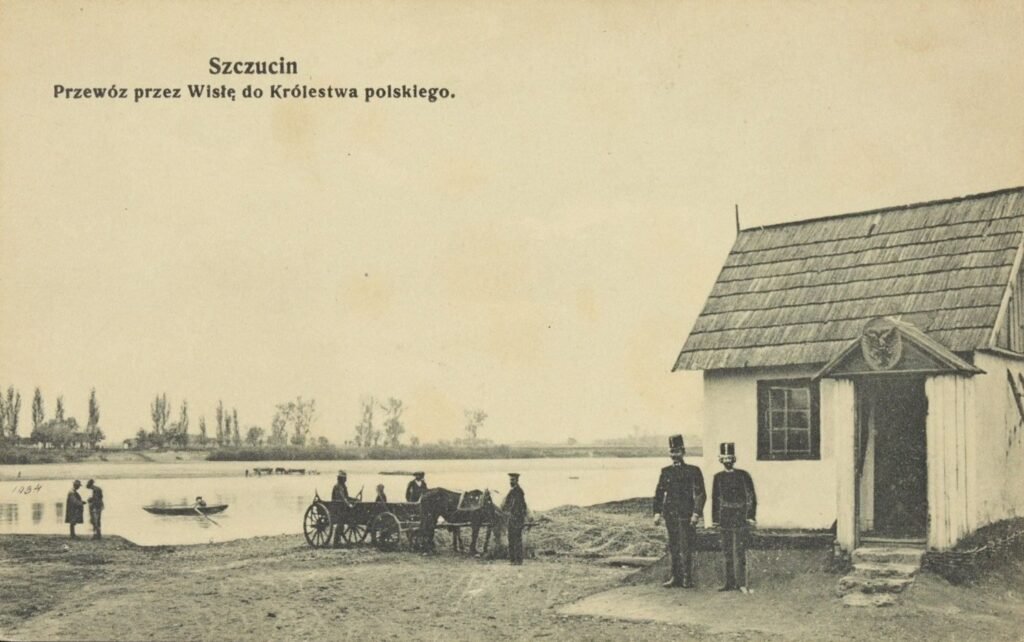 River ferry on the Vistula at Szczucin on an early postcard